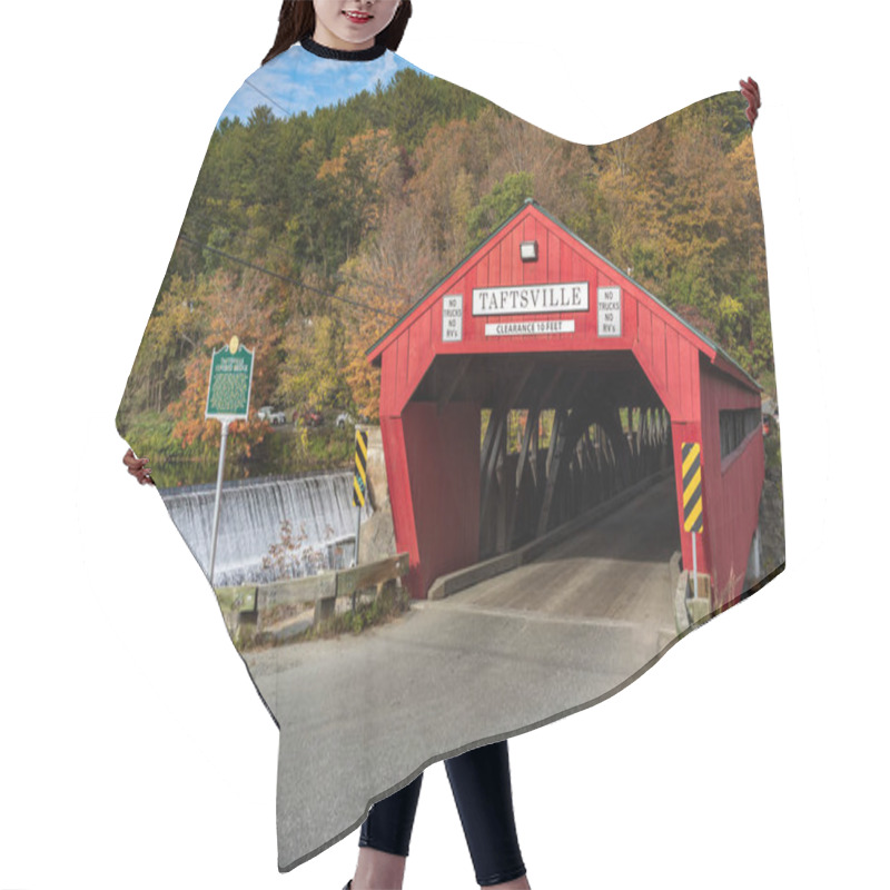 Personality  Entrance To The Taftsville Covered Bridge And Power Station In Vermont Hair Cutting Cape