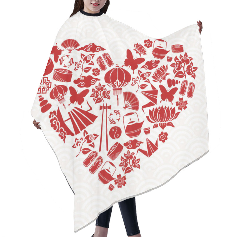 Personality  Chinese New Year Red Icon Heart Shape Decoration Hair Cutting Cape