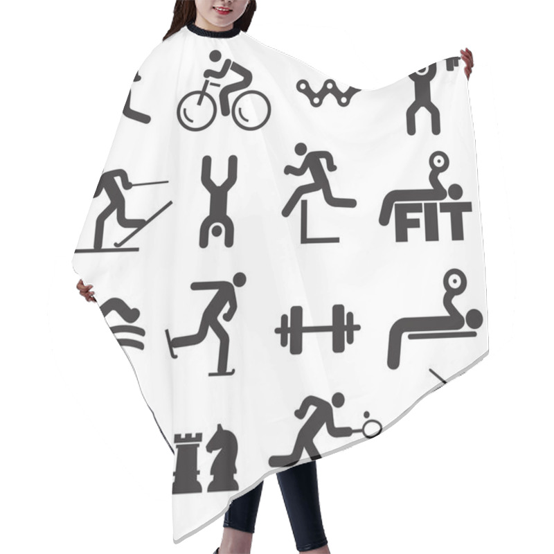 Personality  Sport Fitness Icons. Hair Cutting Cape