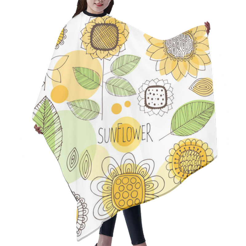 Personality  Hand Drawn Doodle Decorative Sunflower Vector Background Hair Cutting Cape