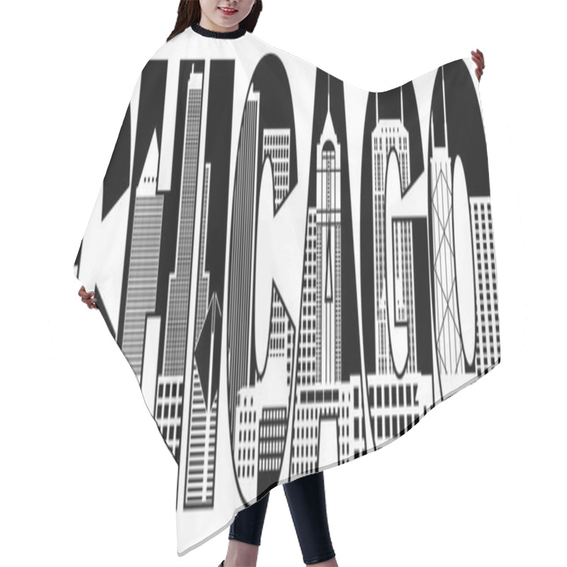 Personality  Chicago City Skyline Black And White Text Illustration Hair Cutting Cape