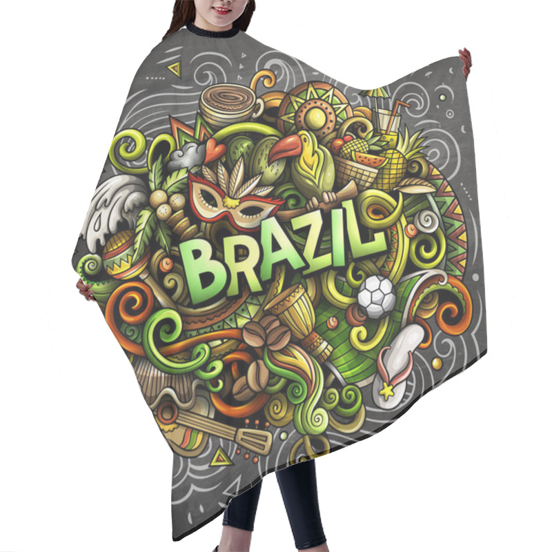 Personality  Brazil Hand Drawn Cartoon Doodles Illustration. Funny Design. Hair Cutting Cape