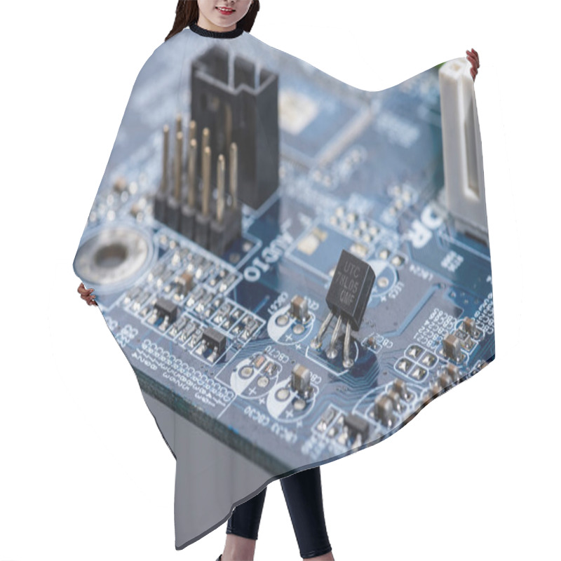 Personality  Selective Focus Of Various Details Of Computer Motherboard Hair Cutting Cape