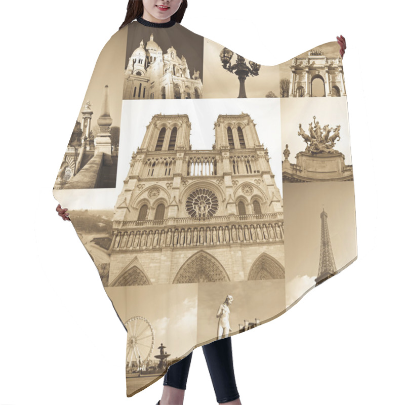 Personality  Paris Collage Of The Most Famous Monuments And Landmarks Hair Cutting Cape