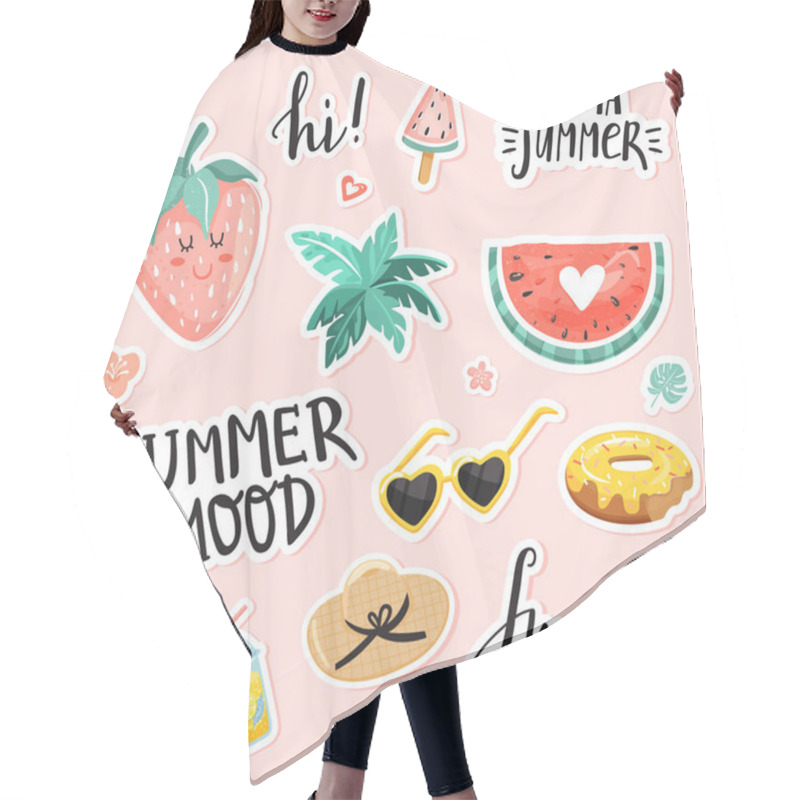 Personality  Set Of Summer Cute Stickers. Hair Cutting Cape