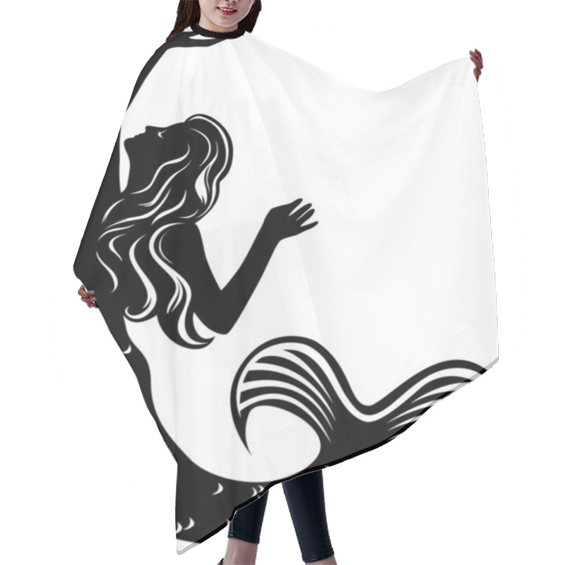 Personality  Mermaid Black Stencil Hair Cutting Cape