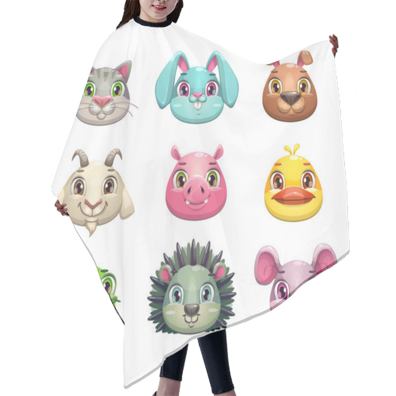 Personality  Cute Cartoon Animal Face Icons Set Hair Cutting Cape