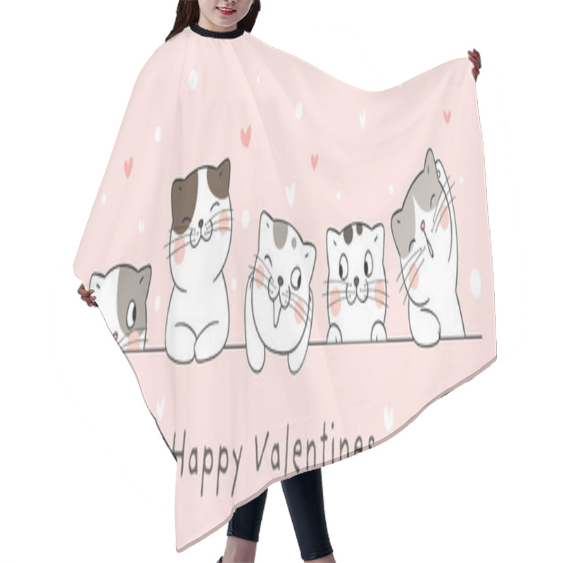 Personality  Banner Cat With Little Heart For Valentine's Day/Draw Banner Cat With Little Heart For Valentine's Day Hair Cutting Cape