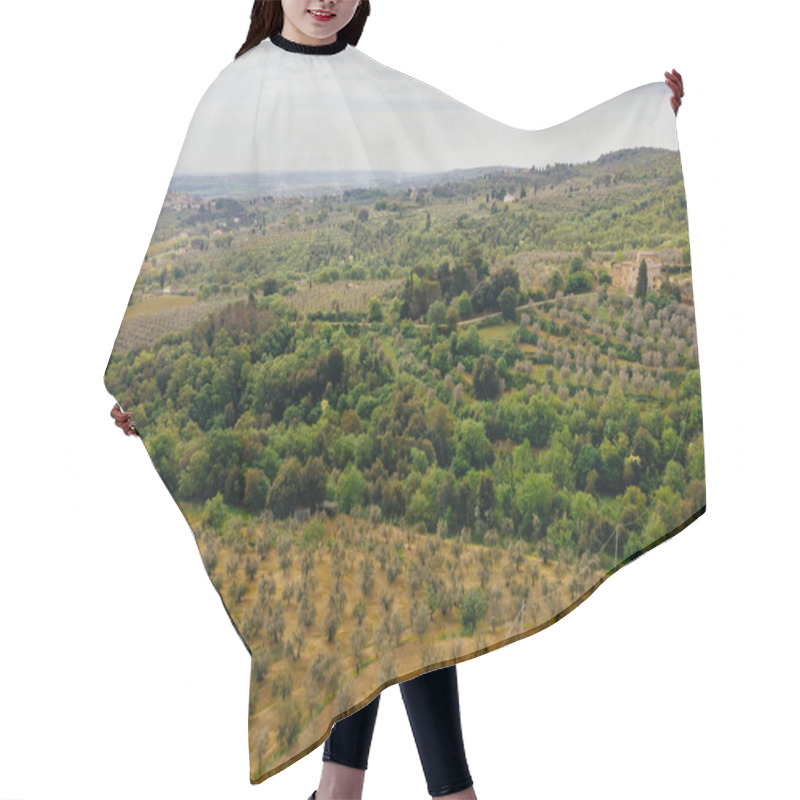 Personality  Aerial View Of House And Fields Near In Arezzo Province, Italy Hair Cutting Cape