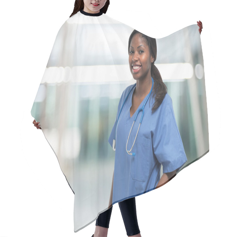 Personality  Smiling Nurse Outdoors Hair Cutting Cape