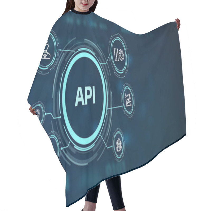 Personality  API - Application Programming Interface. Software Development Tool. Business, Modern Technology, Internet And Networking Concept.  Hair Cutting Cape