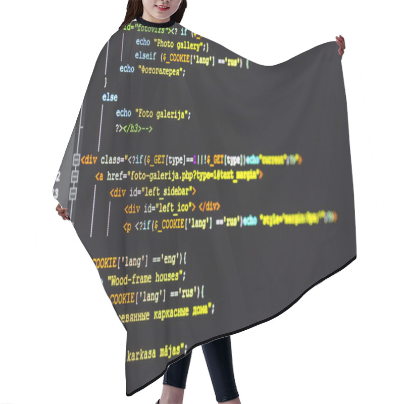 Personality  Website Development - Programming Code On Computer Screen Hair Cutting Cape