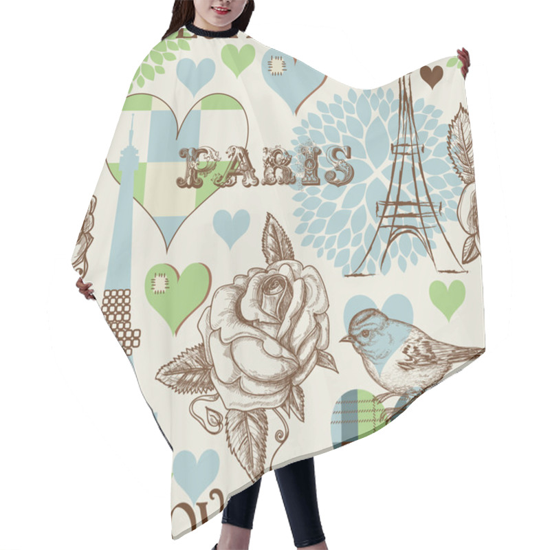 Personality  Paris Seamless Pattern Hair Cutting Cape