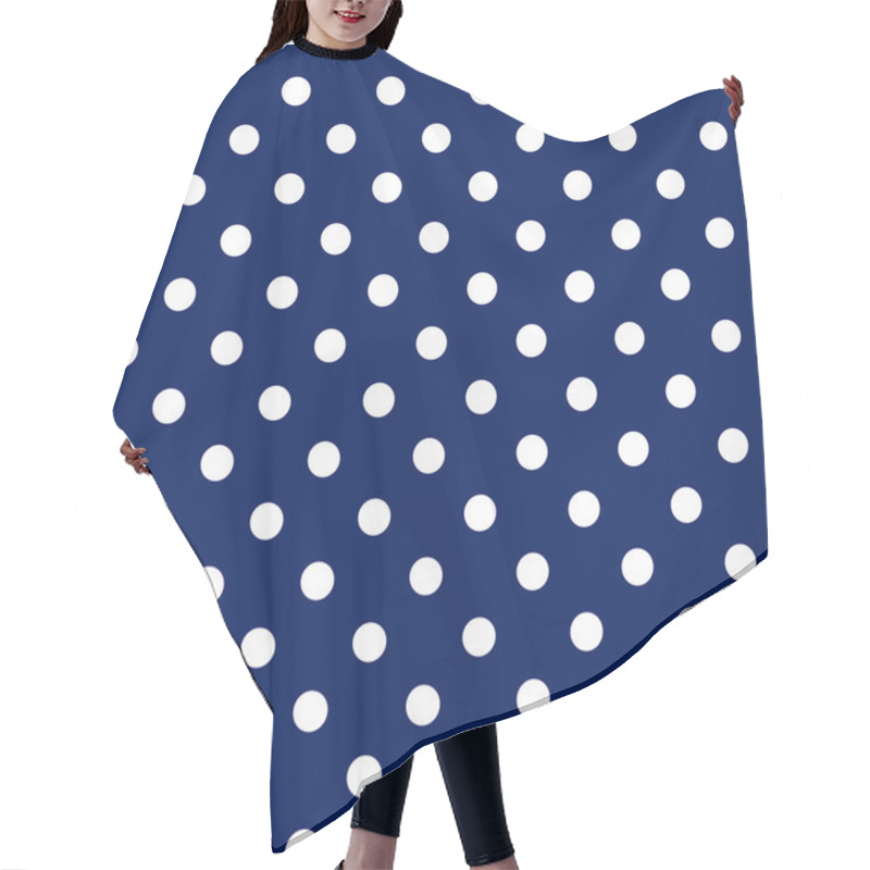 Personality  Vector Seamless Pattern - Blue With White Polka Dots Hair Cutting Cape