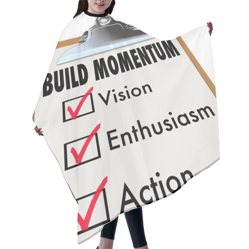 Personality  Build Momentum Checklist Clipboard Moving Forward  Hair Cutting Cape