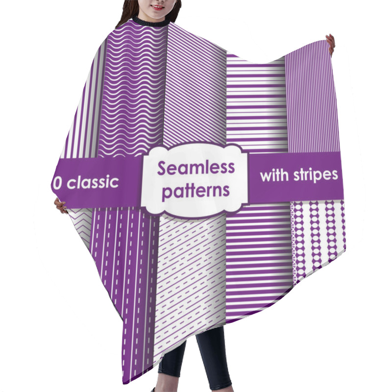 Personality  Set Of Classic Violet Seamless Striped Patterns Hair Cutting Cape