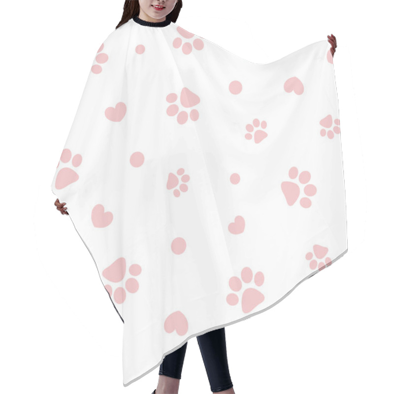 Personality  Seamless Pink Pastel Pattern With Paws And Hearts. Hair Cutting Cape