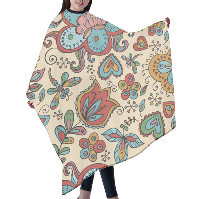 Personality  Fantasy Floral Seamless Pattern Hair Cutting Cape