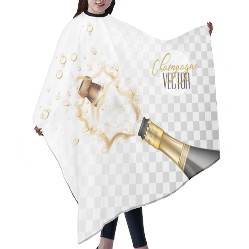 Personality  Vector Realistic Champagne Explosion Closeup Hair Cutting Cape