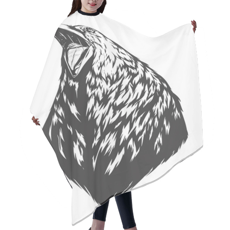 Personality  Vector Illustration With Crow Head Hair Cutting Cape