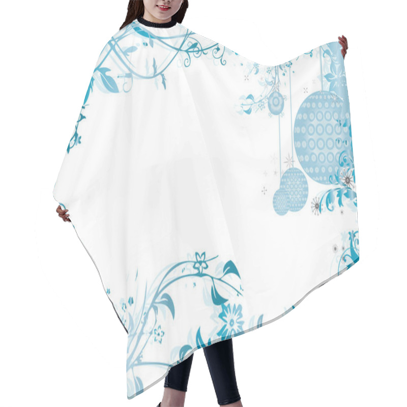 Personality  Blue Christmas Frame Pattern Hair Cutting Cape