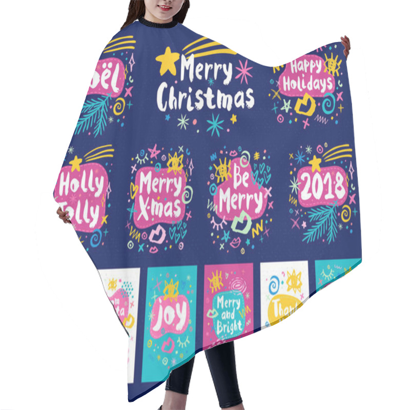 Personality  Merry Christmas Happy New Year Sketch Style Hair Cutting Cape