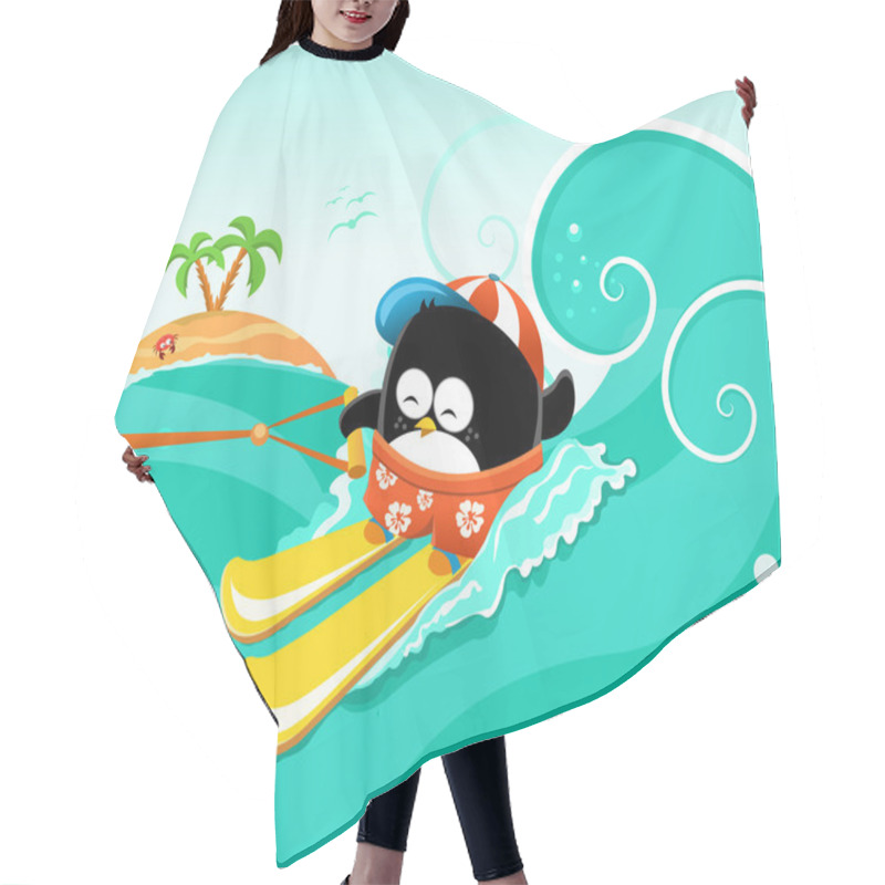 Personality  Waterskiing Penguin Hair Cutting Cape