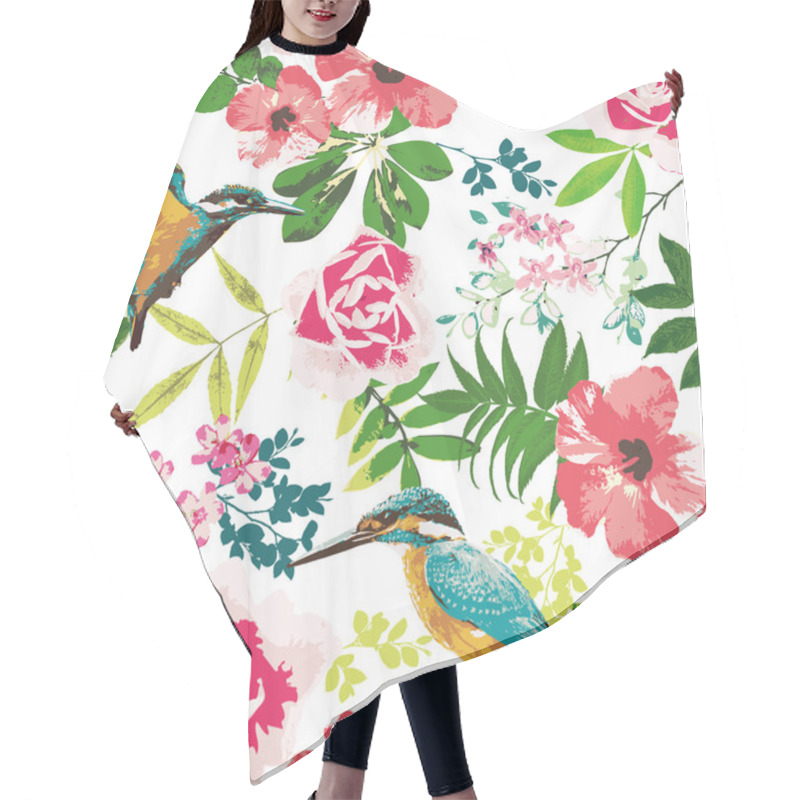 Personality  Seamless Tropical Floral Pattern Background Hair Cutting Cape