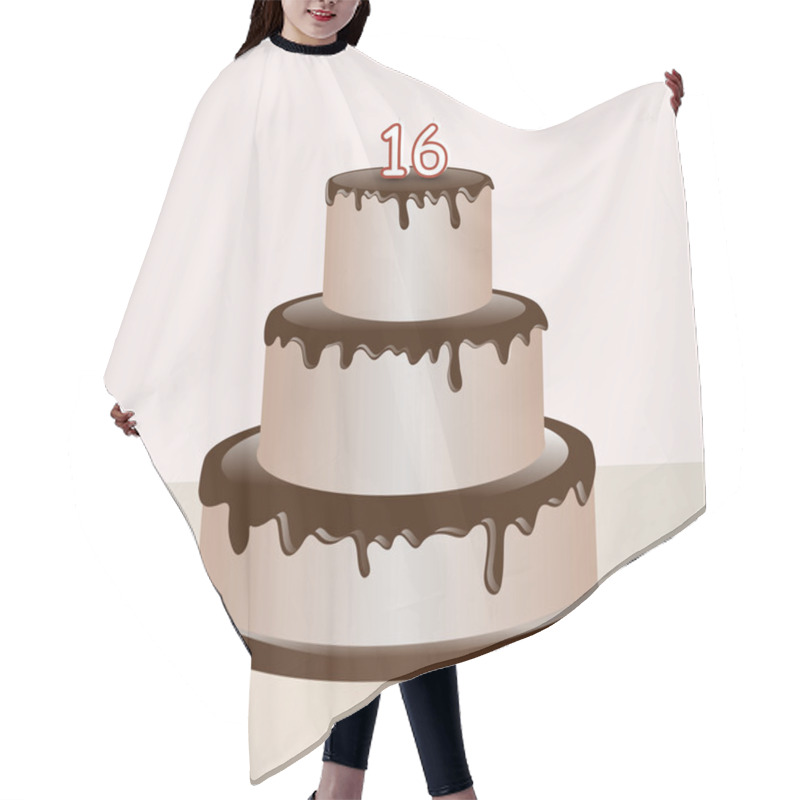 Personality  Sweet Sixteen Birthday Cake. Vector Illustration. Hair Cutting Cape