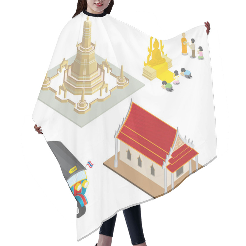 Personality  Thai Style & Temple,pagoda,buddha,People Are Worshiping Pagodas Hair Cutting Cape