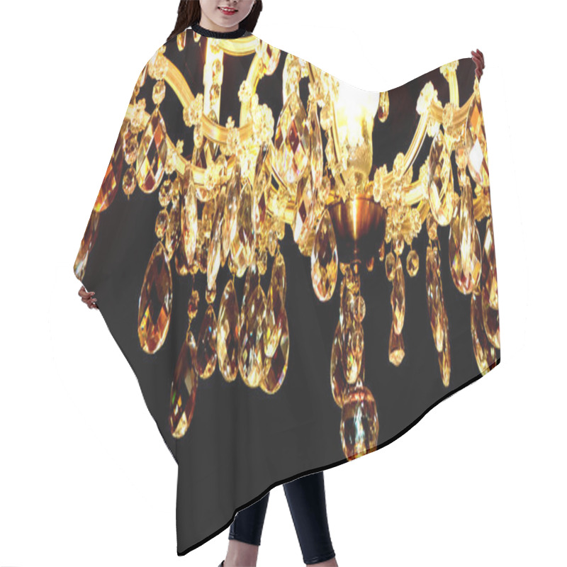 Personality  Beautiful Elegant Golden Chandelier In The Black Ceiling Hair Cutting Cape