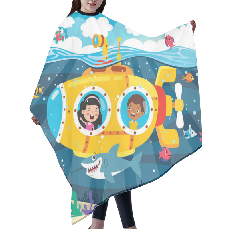 Personality  Cartoon Submarine Under The Sea Hair Cutting Cape