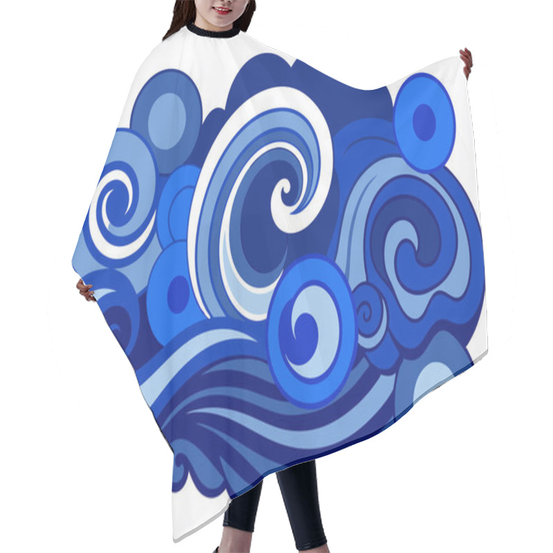 Personality  Vibrant Blue Abstract Waves And Clouds Background Design Hair Cutting Cape