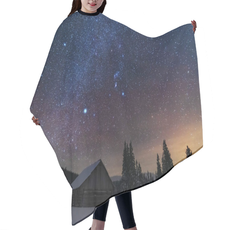 Personality  A Bright Starry Night In The Mountains With The Milky Way In The Sky, Venus And Millions Of Stars Highlighting Beautiful Mountain Huts In The Valley. Hair Cutting Cape