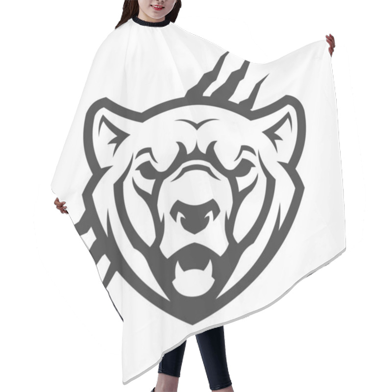 Personality  Bear Head Outline Silhouette. Bear Vector Icon Hair Cutting Cape