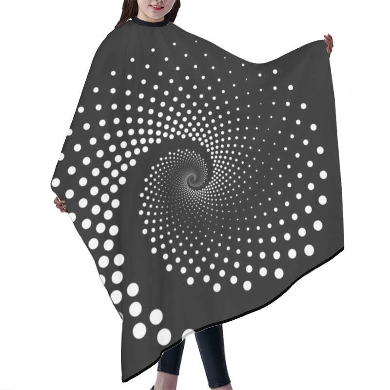 Personality  Design Spiral Dots Backdrop. Abstract Monochrome Background. Vector-art Illustration. No Gradient Hair Cutting Cape