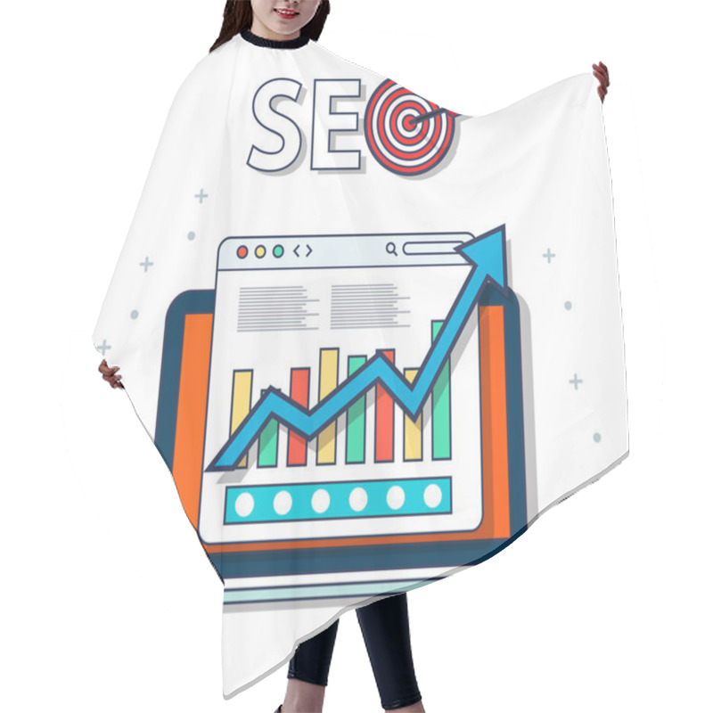 Personality  Flat Illustration Web Analytics Design, SEO Optimization. Vector Illustration. EPS 10 Hair Cutting Cape