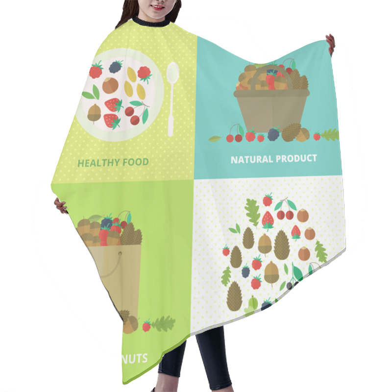 Personality  Banners With Nuts And Berries. Vector Illustration Hair Cutting Cape