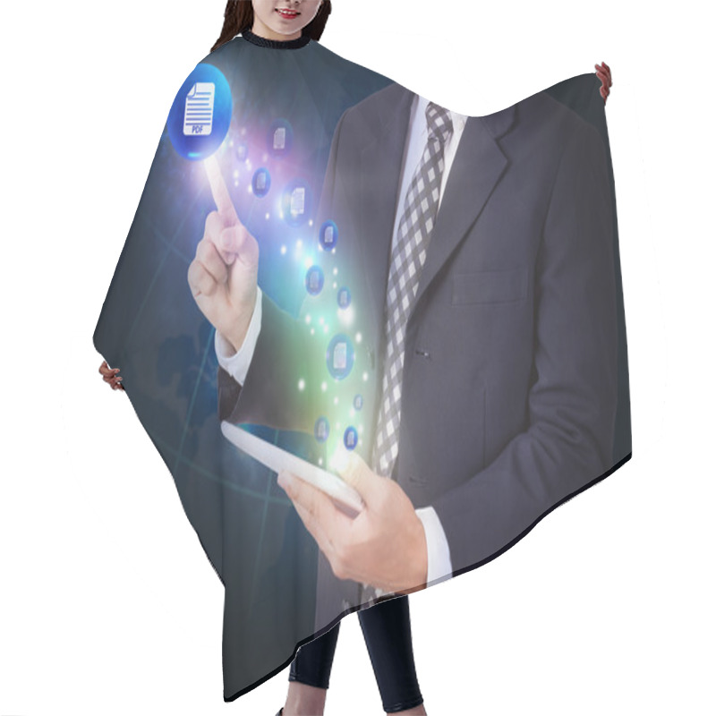 Personality  Businessman Pressing Document Button Hair Cutting Cape