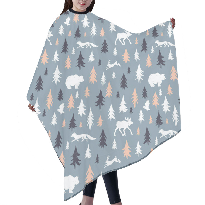 Personality  Seamless Pattern With Forest Animals Hair Cutting Cape