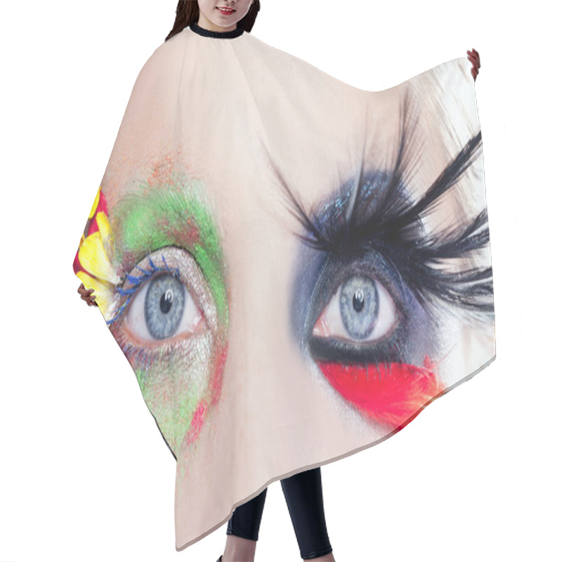 Personality  Asymmetrical Fantasy Eyes Makeup Spring Black Bird Hair Cutting Cape