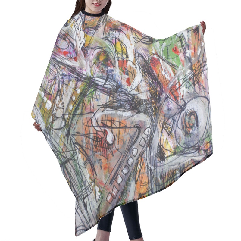 Personality  Graphic Fantasy On The Theme Of Dreams. Etude In The Style Of Abstract Expressionism. Color Spots On A Multi-layer Background. Hair Cutting Cape