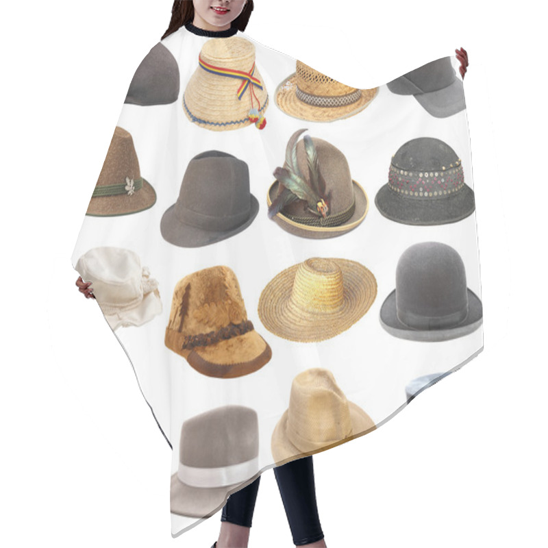 Personality  Large Collection Of Hats Over White Hair Cutting Cape