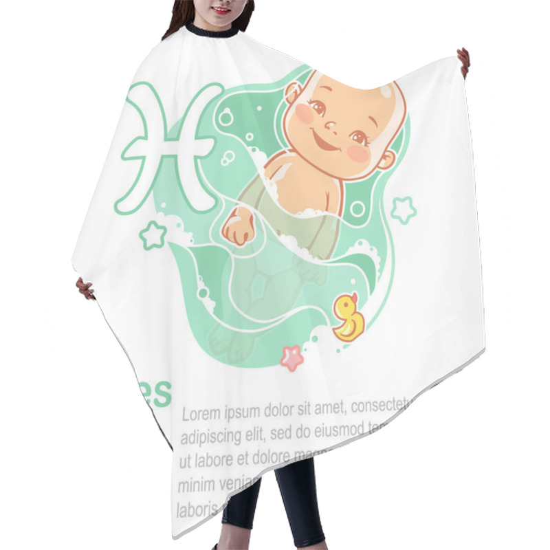 Personality  Baby Zodiac. Kid As Pisces Astrological Sign. Hair Cutting Cape