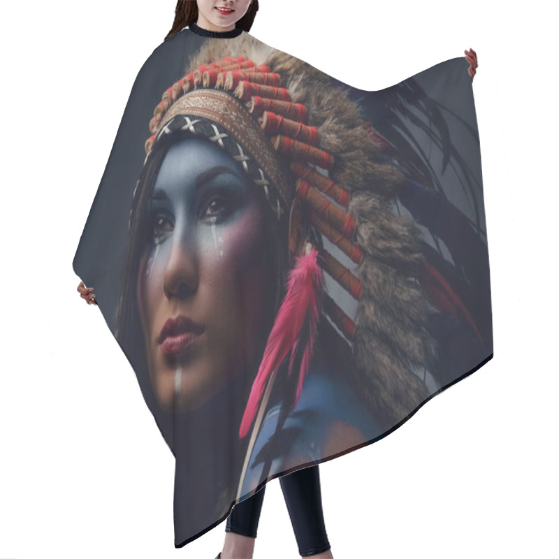 Personality  Close Up Portrait Of Shamanic Female Hair Cutting Cape