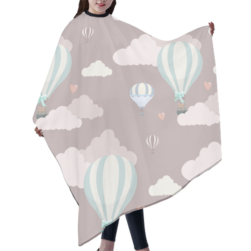 Personality  Lovely Seamless Pattern With Clouds And Balloons Hair Cutting Cape