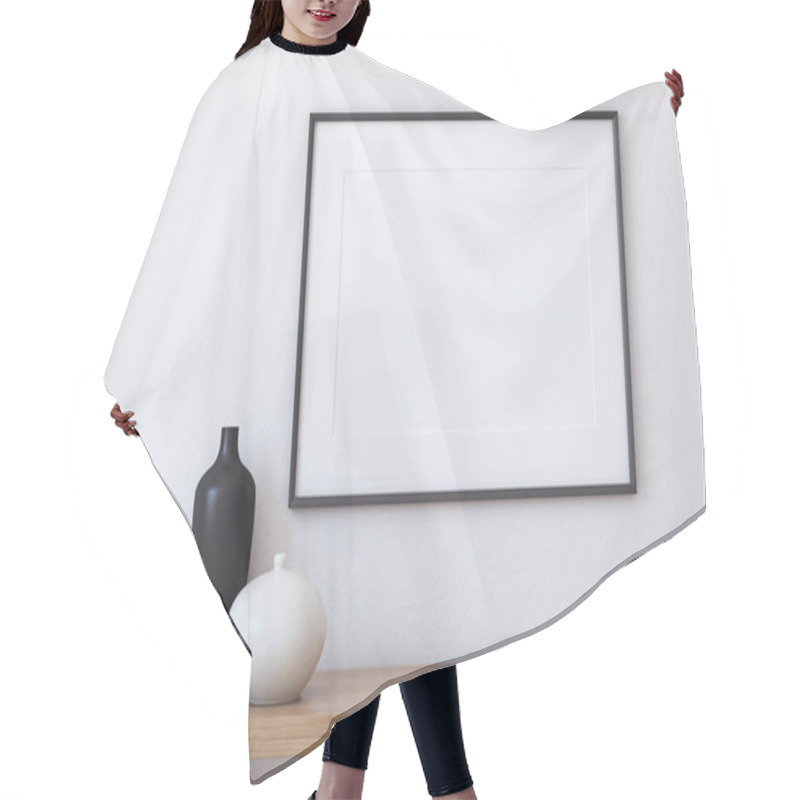 Personality  Frame Mockup. 3d Render. Hair Cutting Cape