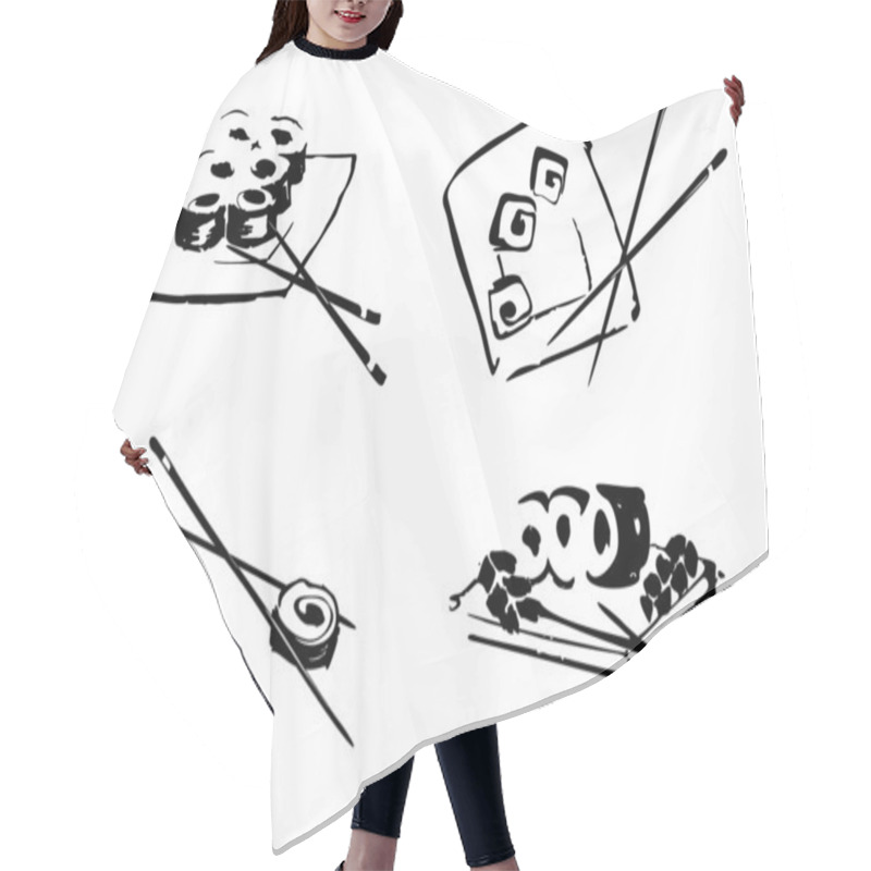 Personality  Sushi Menu Background. Hair Cutting Cape