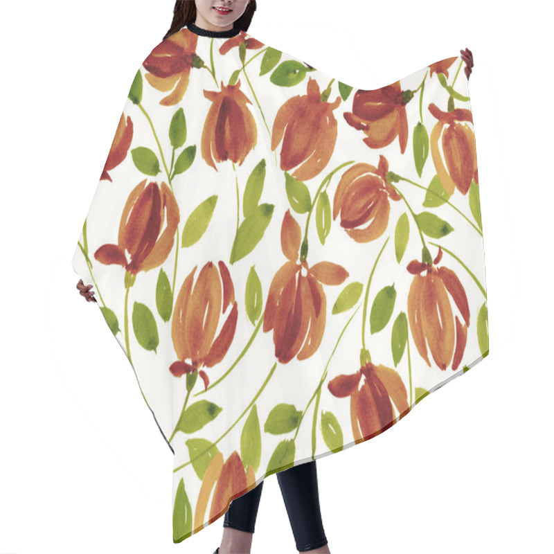 Personality  Hand Painted Watercolour Seamless Pea Floral Abstract Vine Pattern Design Hair Cutting Cape