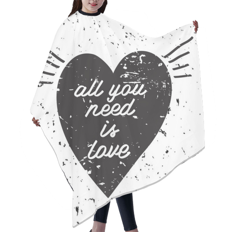 Personality  Vector Romantic Background. Hand Drawn Black Heart  And Letters. Hair Cutting Cape